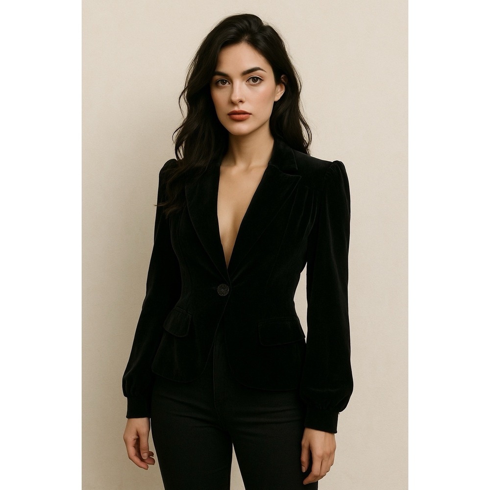Jak & Rae Blazer Velvety Women's Sz 8 Fits S Dark Romantic Vamp Bishop Sleeve